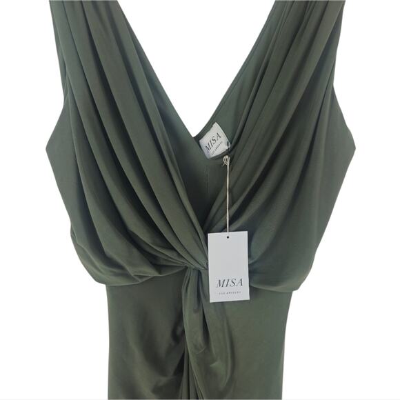 MISA Los Angeles NWT Leza Gathered Maxi Dress Gown‎ in Green Size M NEW - Picture 5 of 11